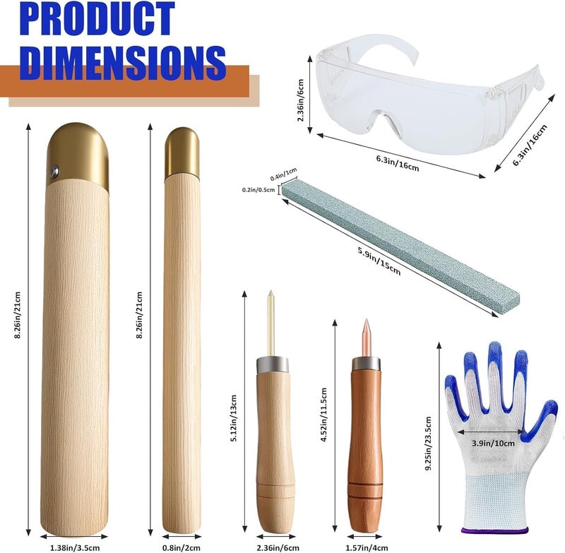 Krbnk Flint Knapping Tools Kit for Obsidian Copper Hammer Knapping Toolkit Including 2 Copper Boppers, 2 Pressure Flakers, Safety Gloves, Goggles & Talc for Beginners and Pros - Image 2